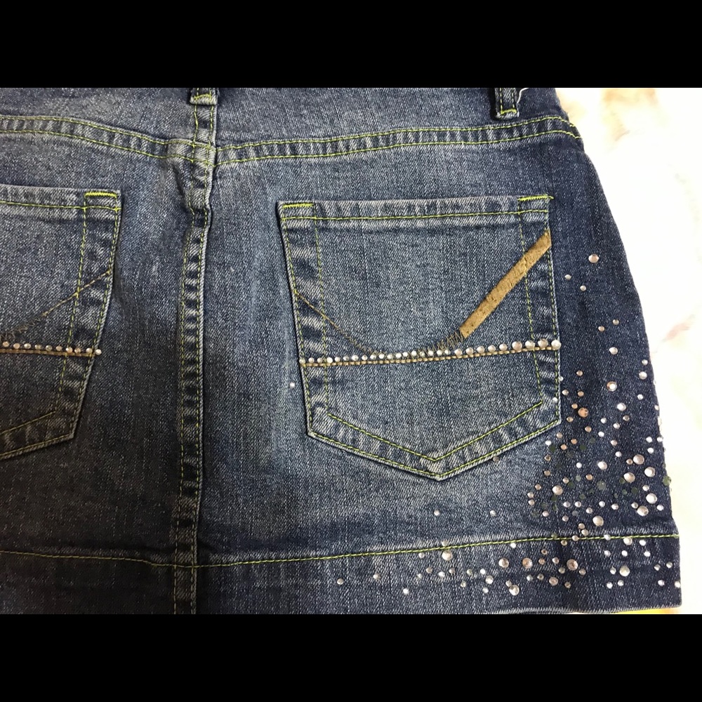Vanilla Star Medium Wash Denim Mini Skirt Size 3 - Picture 3 of 7